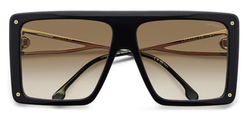 Carrera Sunglass | Black Brown Green Antireflex Lens | Black Frame | Full Rim Non Polarized Rectangular Branded Latest and Stylish Eyewear | 100% UV Protection | Womens Sunglass| Size Large