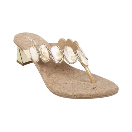 Mochi Women Gold Ethnic Synthetic Sandals Uk/7 Eu/40 (35-817)
