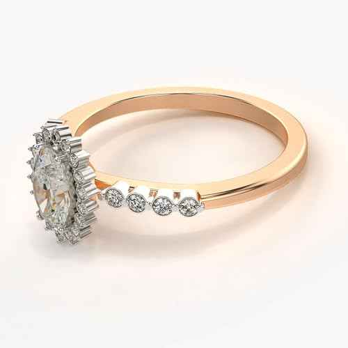 VALANOVA Hallmarked 14K Gold & Certified Lab Grown Diamond 0.66cts | Ring For Women's/Girls | Stylish & Elegant | VGR0463V | Ring Size: 18