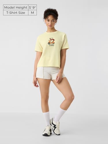 The Souled Store Textured T-Shirt: On My Way to Overthink Women and Girls Short Sleeves Round Neck Off White Embroidered Cotton Relaxed Fit T-Shirts