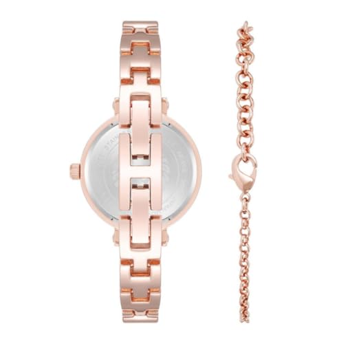Anne Klein 3 Hands Analog Navy Round Dial Rose Gold Alloy Watch for Women - AKB5116NVST