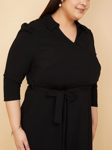 Max Women's Cotton Blend Modern Below The Knee Dress (SR4001P_Black