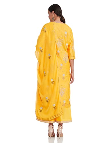 BIBA Women's synthetic a line Salwar Suit Set (SKD673942_ Ochre_ 2XL (42))