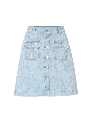 VERO MODA Women Floral Print Blue Cotton Above Knee Length High-Rise A-Line Skirt