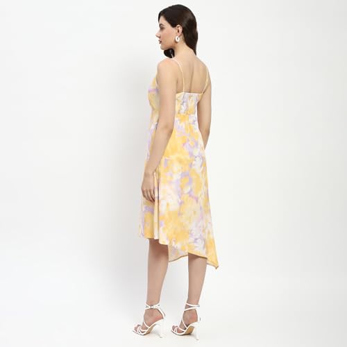 Madame Mustard Fit and Flare Cotton Blend Midi Dress