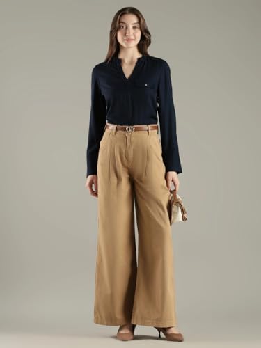 Loose Fit Solid Mid Rise Trouser