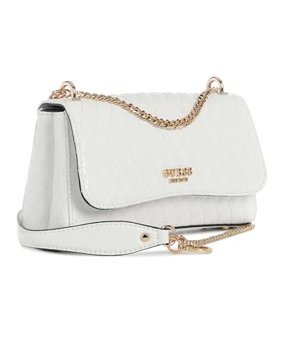 GUESS White Quilted Betula Convertible Flap Crossbody Bag