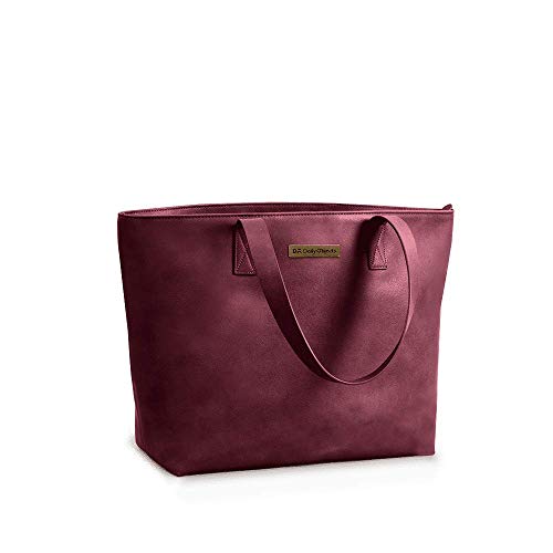 DailyObjects Women's Latest Tote Bag | Spacious, Stylish, Sturdy Vegan Leather Handbag with Zip closure and Laptop Compatibility | Handcrafted Ladies Shoulder Purse For Daily & Office Use Burgundy