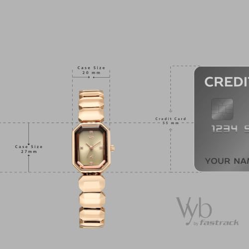 Fastrack Vyb Celeste Quartz Analog 3 Hands Light Green Dial Rose Gold Alloy Strap Watch for Girls - FV60063WM02W