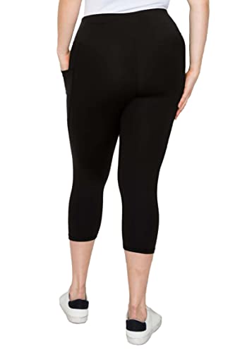 PandaWears Women's Reg/Plus Size Pocket Capri - Stretch Fit (in, Alpha, 3XL, Bio-Mahendi Green)