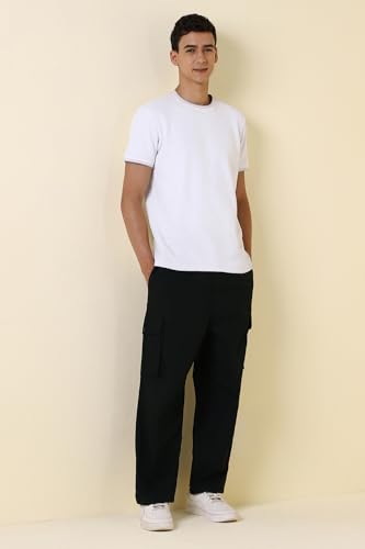 Men Navy Solid Casual Trousers