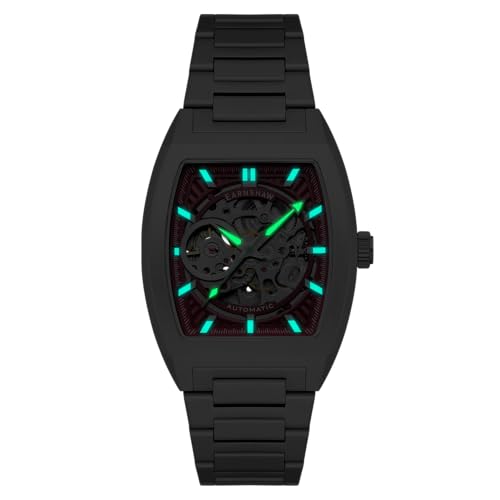 Thomas Earnshaw Men's 40mm Heritage Wellington Skeleton Automatic Watch with Leather Strap ES-8302, Merlot