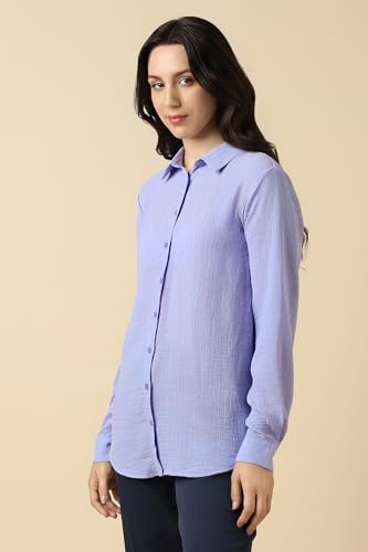 Allen Solly Women Lilac Textured Long Sleeves Shirt