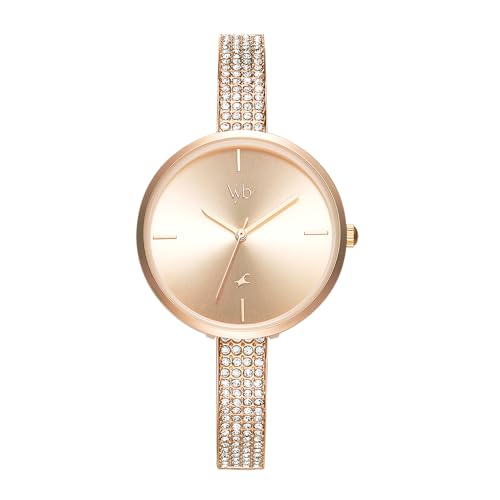 Fastrack Vyb Quartz Analog Rose Gold Dial Stainless Steel Strap Watch for Women-FV60009WM01W