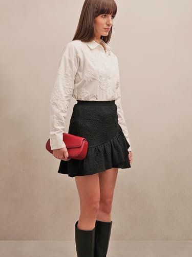 VERO MODA Women's Fit and Flare High-Rise Black Skirt