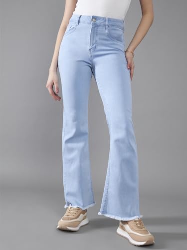Miss Chase Women's Boot Cut High Rise Cropped Stretchable Denim Jeans (MCSS24DEN79-03-158-36, Light Blue, 36)