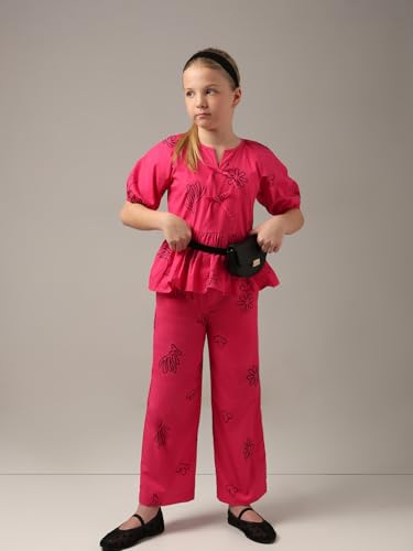 VERO MODA Girl Mid Rise Relaxed Fit Pink Pants