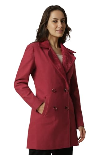 Women Red Solid Casual Jacket
