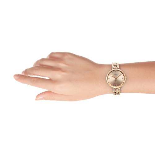 Titan Raga Plain 3 Hands Raga Rose Gold/Copper Round Dial Rose Gold Plating Brass Strap Womens Watch - 95262WM01F