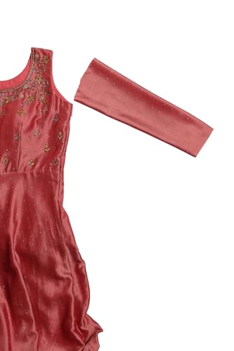 Soch Womens Pink Vichitra Floral Gown with Cutwork