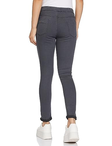 MAX Women Solid Elasticated Jeggings (NELSONLGEW3DGREY)_XXL