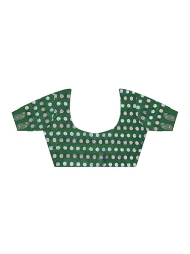 AKHILAM Women's Green Satin Silk Woven Design Saree with Unstitched Blouse Piece (KNTKLS382006_RJ)
