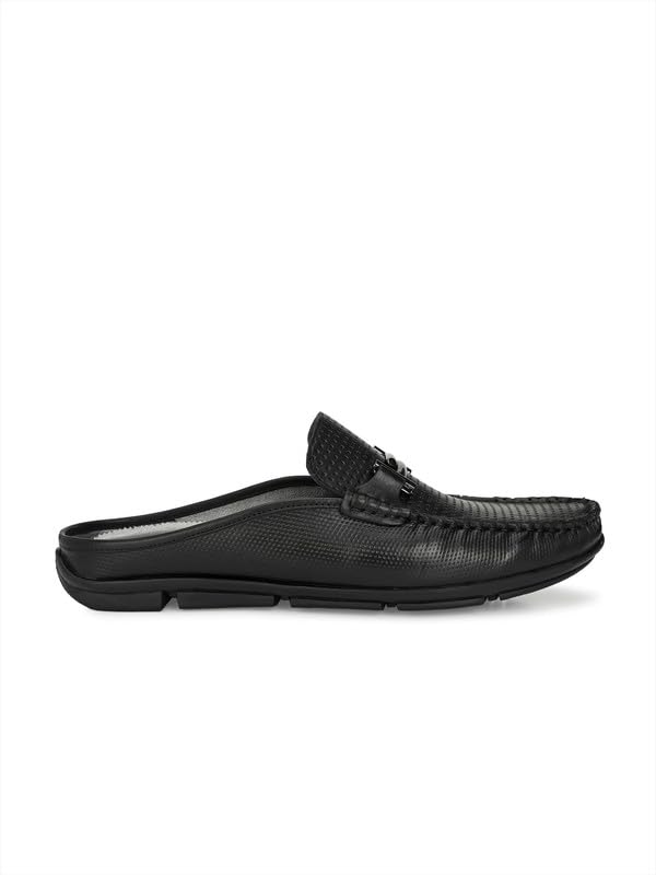 HITZ Genuine Leather Casual Loafers with Slip On Fastening - UK 8 Black