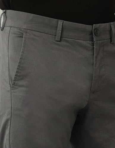 Arrow Men's Solid Slim Fit Acrylic Casual Trouser Grey