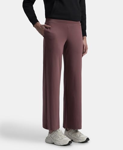 Jockey U102 Women's Super Combed Cotton Rich Relaxed Fit Wide Leg Pants with Zipper Pockets_Wild Ginger_XL