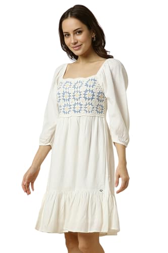 Allen Solly Women White Textured Casual Dress