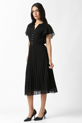 Women Black Solid Party Dress