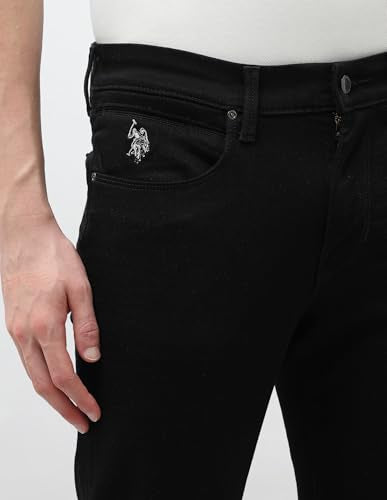 U.S. Polo Assn. Denim Co. Men's Brandon Slim Tapered Fit Black Jeans (UDJEN2034_Black_30)