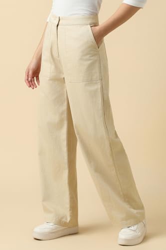 Allen Solly Women's Regular Casual Pants (AHTFCRGF142343_Beige