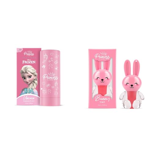 Princess by RENEE Frozen Unicorn Makeup & Bunny Lip Tint Combo for Pre-Teen Girls | Elsa Makeup Kit with Matte & Shimmer Eyeshadows, Lip Butter, Lip & Cheek Tint | Lightweight, Cruelty-Free|Pack of 2