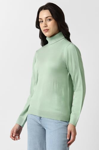 Van Heusen Women's Acrylic Turtle Neck Sweater (VWSWURGF121403_Light Green