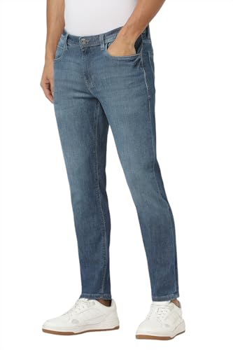 Men Blue Mid Wash Super Slim Fit Jeans