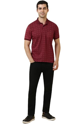 Allen Solly Men Maroon Printed Polo Neck T-Shirt