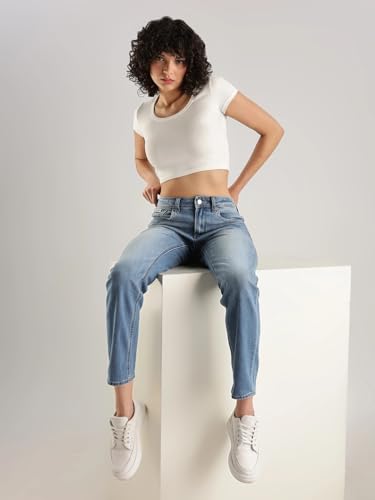 Medium-Wash Slim Fit Mid Rise Jeans