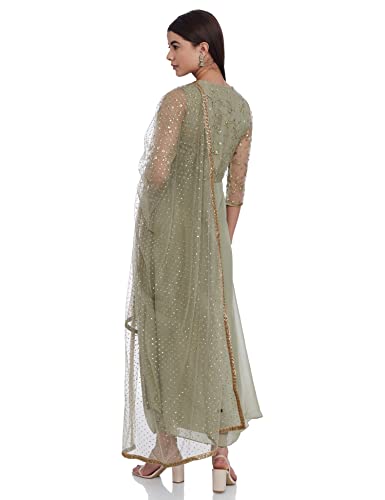 W for Woman Women's Synthetic Salwar Suit Set (19AUSP10429-400008_Green_8 (Small))
