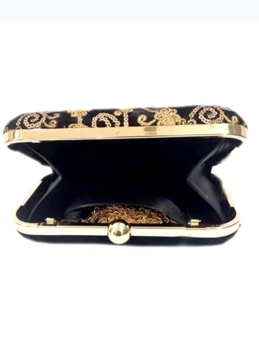Amerie Fashions Women's & Girls Black Velvet Floral Clutch