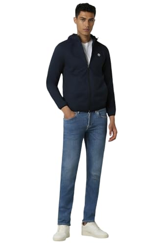 Men Navy Textured Casual Jacket