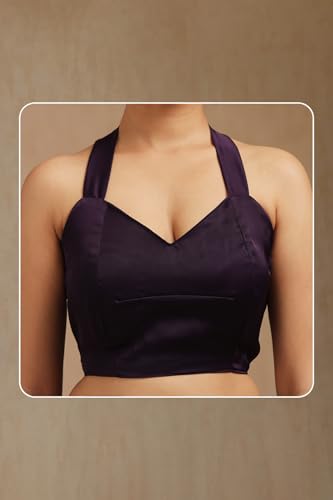 Soch Womens Purple Crepe Embellished Saree