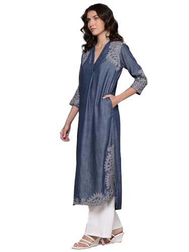 Ritu Kumar Blue Tencel Denim Kurta