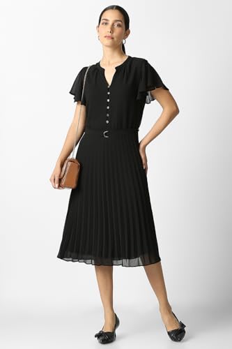 Women Black Solid Party Dress