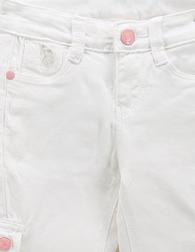 U.S. POLO ASSN. Kids Slim fit Girls Cotton Jeans (UGJEN0164_White_13-14Y)