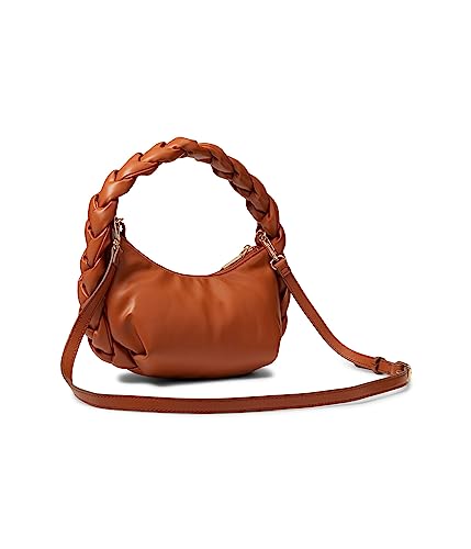 Anne Klein Convertible Crescent Shoulder Bag w/Braided Trim, Saddle, One Size