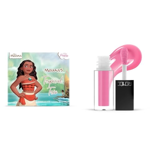 RENEEPrincess By Disney Moana’s Tropical Trio Nail & Lip Kit For Preteens Moana Beachy Peachy Lip Balm Hot Sauce Plumping Lip Gloss - Pink Chilli, Sweet Almond Oil & Vitamin E Infused