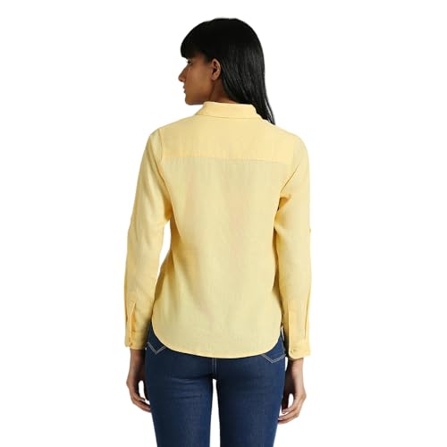 Pepe Jeans Women's Solid Regular Fit Shirt (PL304924_Light Yellow