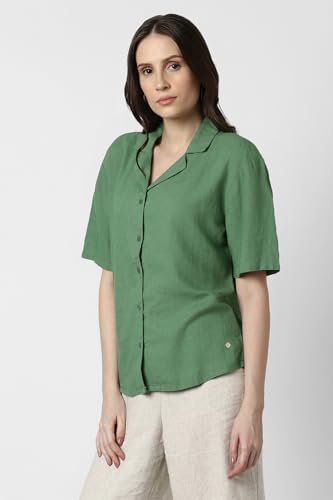 Van Heusen Women's Solid Regular Fit Shirt (VWSFURGPQ85981_Green