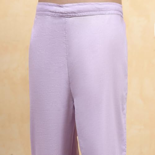 BIBA Girl's Lavender Cotton Straight Printed Kurta Pants Set